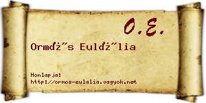 Ormós Eulália névjegykártya